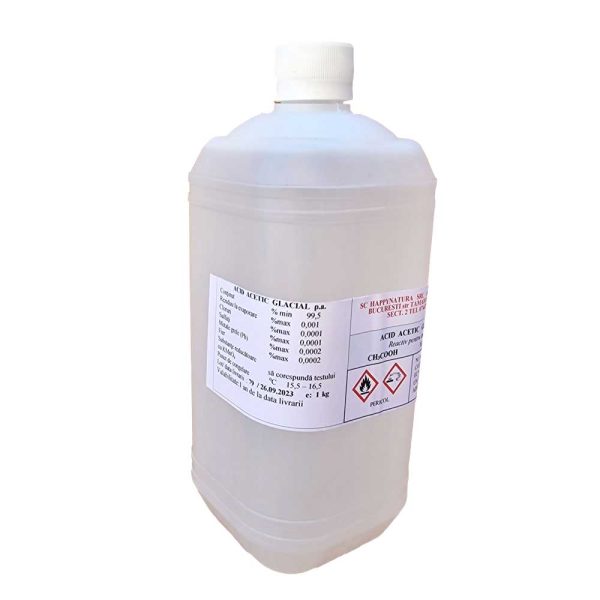 Acid acetic glacial, concentratie 99.5%, punct inghet 16 grade Celsius, 1 kg 30