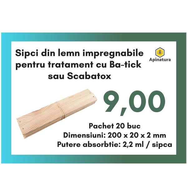 Benzi impregnabile, din lemn de pin, grosime 2 mm, set 20 buc.