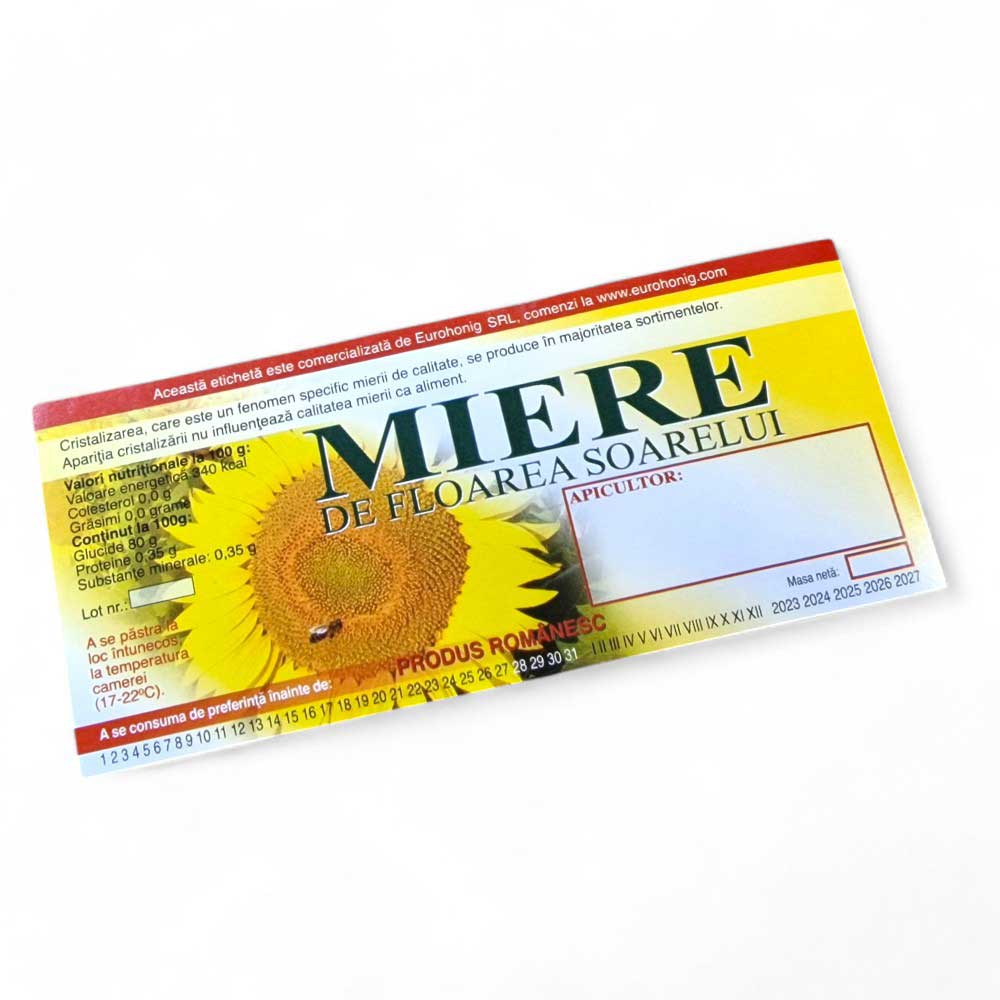 Etichete miere floarea soarelui, autocolante, pachet 100 buc.