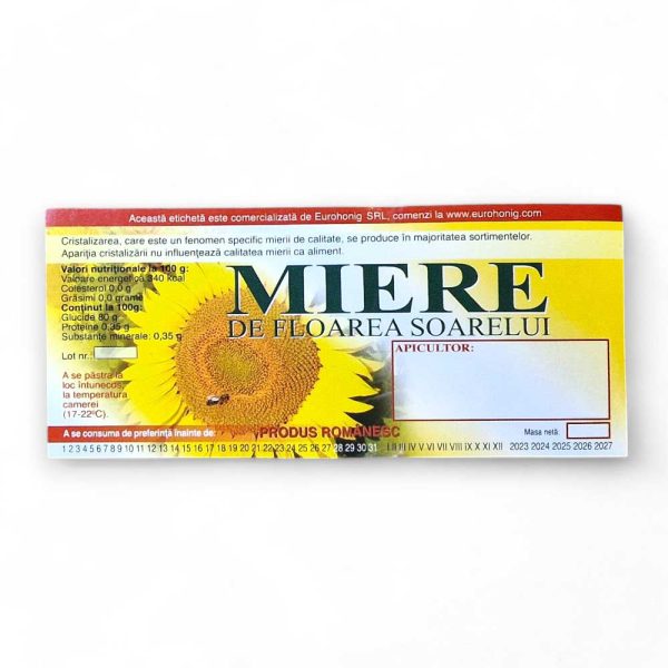 Etichete miere floarea soarelui, autocolante, pachet 100 buc.