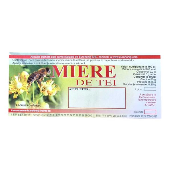 Etichete miere tei, autocolante, pachet 100 buc.